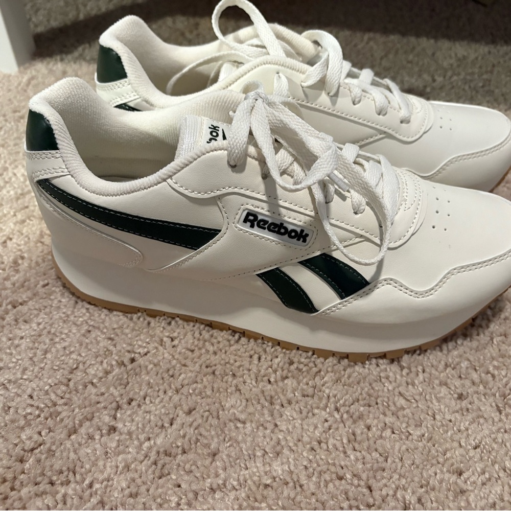 Reebok Classic White and Dark Green Shoes